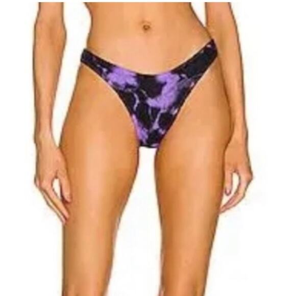 Bond-Eye Bikini Bottom Lilac Marble Tie Dye Black OS Swim - Picture 1 of 4